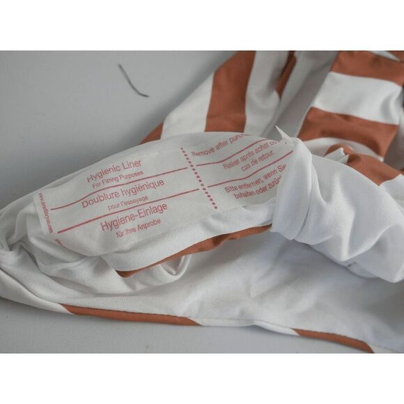 ENVYA Vacation Stripes 2 piece Bikini nude/combo 1X - Picture 5 of 6